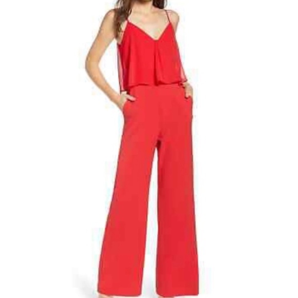 Chelsea 28 Double Layer Red Jumpsuit, Size 10 - Picture 1 of 6